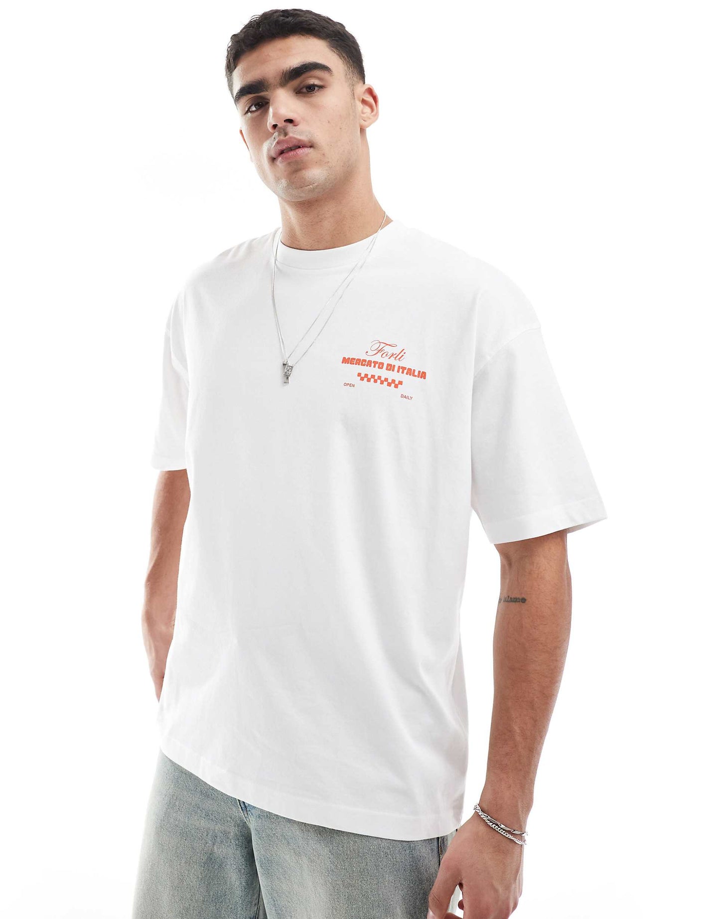 Oversized T-Shirt With Cartoon Food Graphics