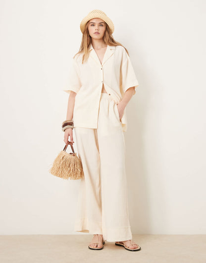 Cheesecloth Pull On Trousers With Raw Edge Detail Co-Ord