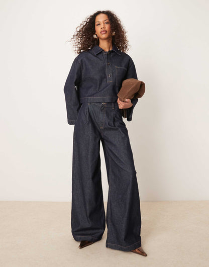 Wide Leg Jean With Pleats