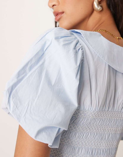 Smocked Puff Sleeve Blouse