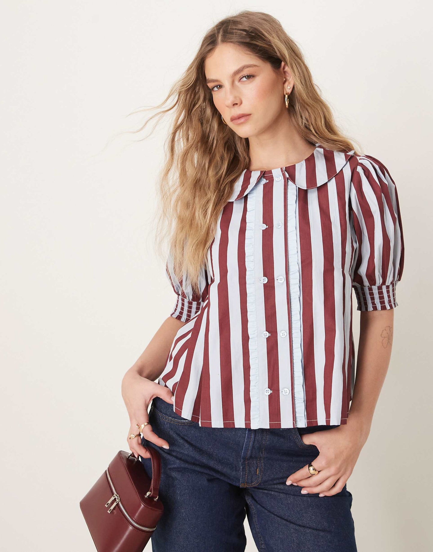 Striped Cropped Blouse