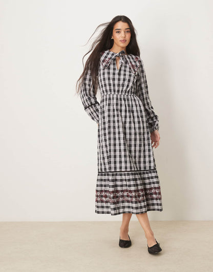 Mutton Sleeve Smock Midaxi Dress