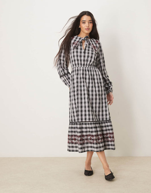 Mutton Sleeve Smock Midaxi Dress