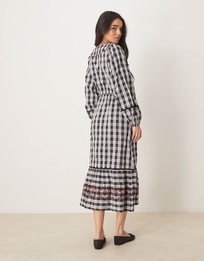 Mutton Sleeve Smock Midaxi Dress