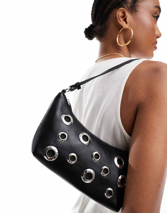 Scoop Shoulder Bag With Large Eyelets