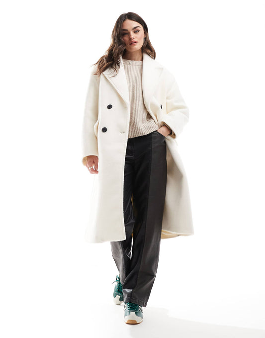 Wool Look Drop Shoulder Coat