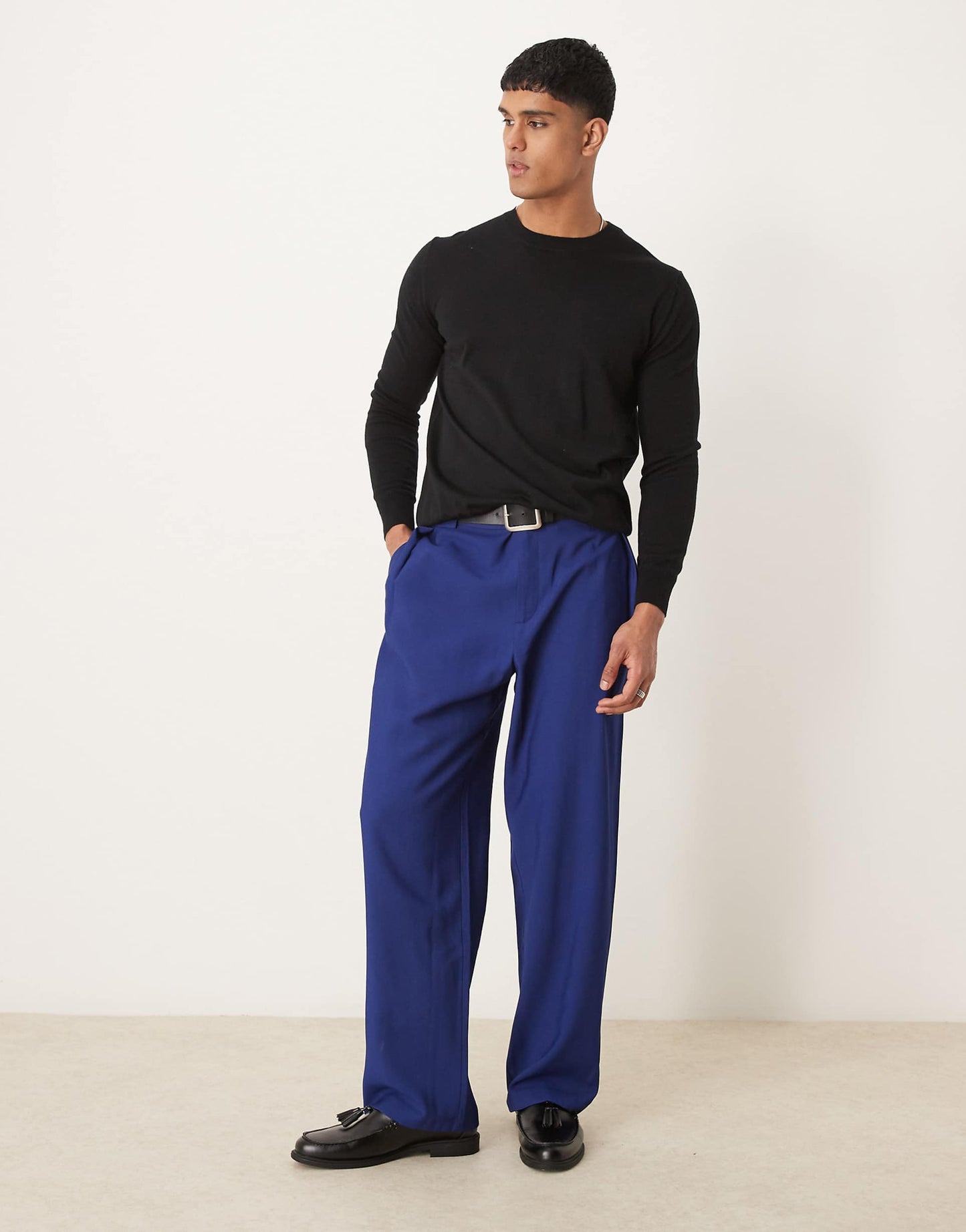 Smart Wide Leg Trousers With Chunky Belt Loops