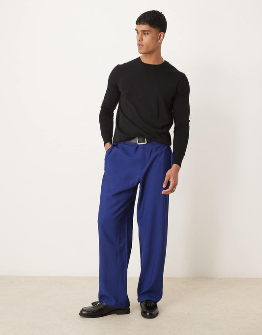 Smart Wide Leg Trousers With Chunky Belt Loops
