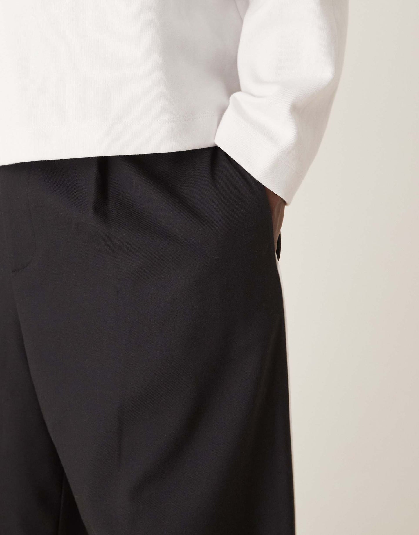Wide Leg Smart Trousers With Contrast Side Piping