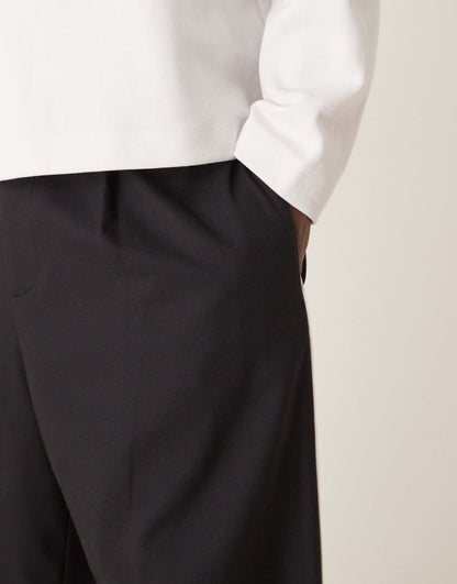 Wide Leg Smart Trousers With Contrast Side Piping