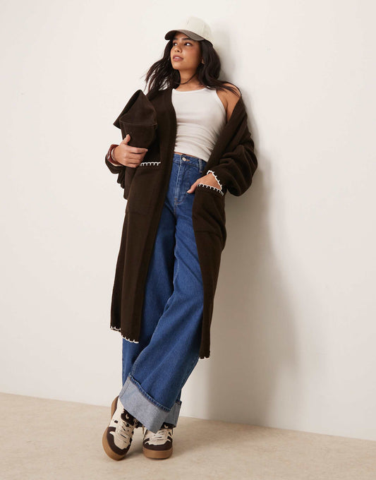Blanket Stitch Maxi Cardigan