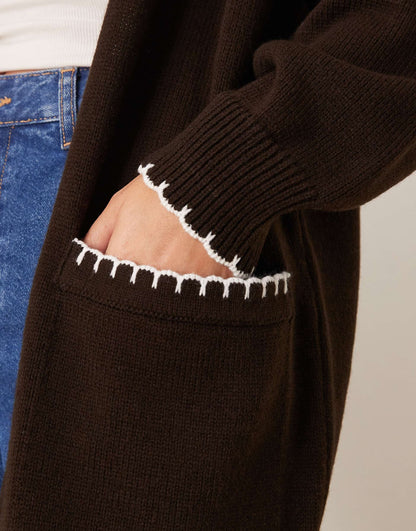 Blanket Stitch Maxi Cardigan