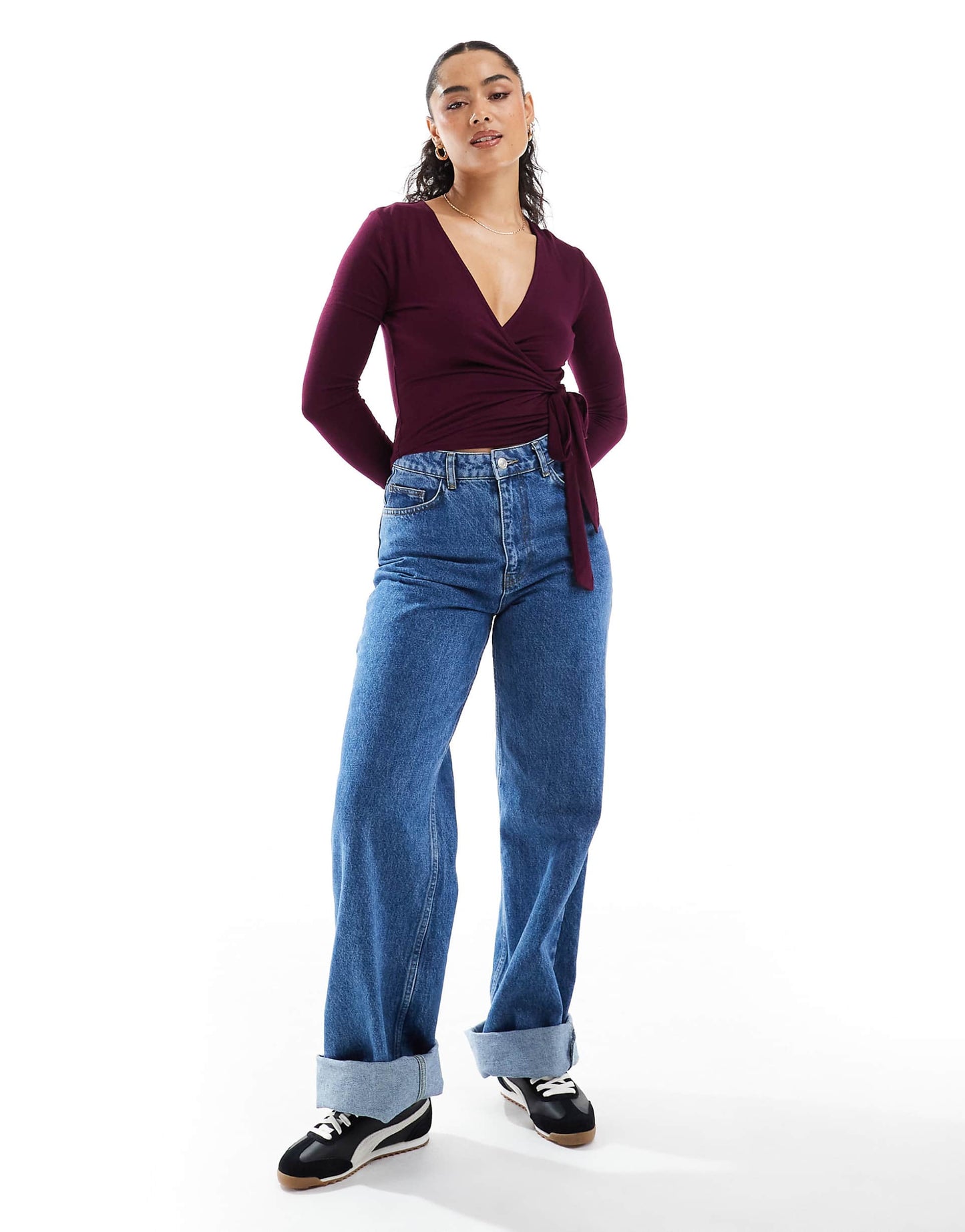 Wrap Over Jersey Long Sleeve Top