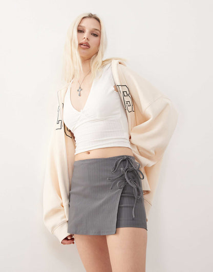 Low Rise Wrap Skort With Tie Detail