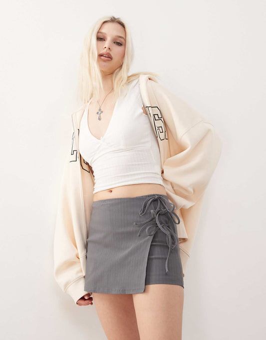 Low Rise Wrap Skort With Tie Detail