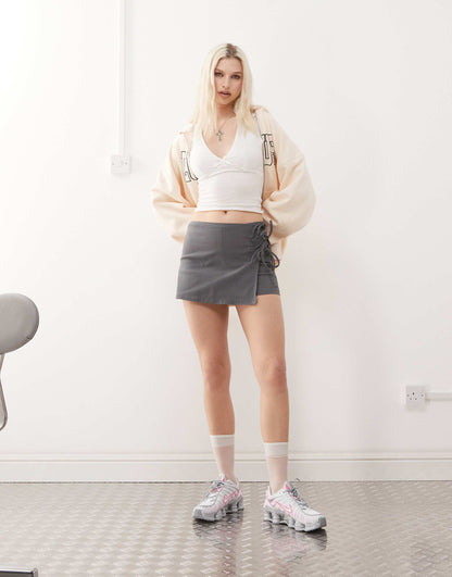 Low Rise Wrap Skort With Tie Detail