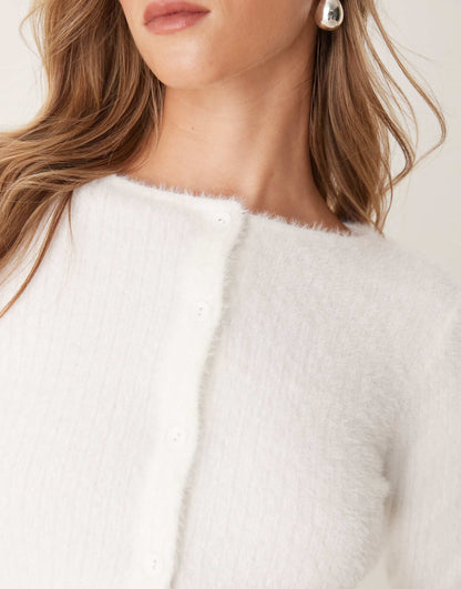 Shrunken Ultra Fluffy Rib Cardigan