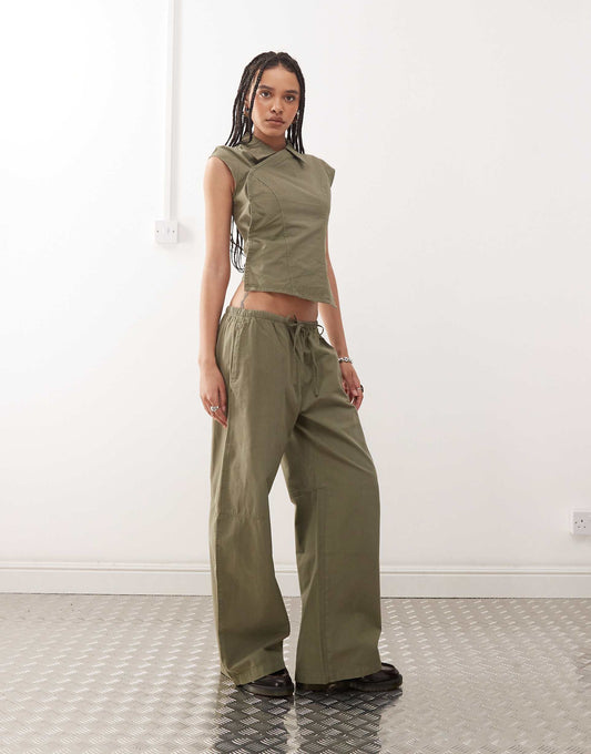 Vitani Mix & Match Ripstop Wide Leg Trousers With Elasticated Waist