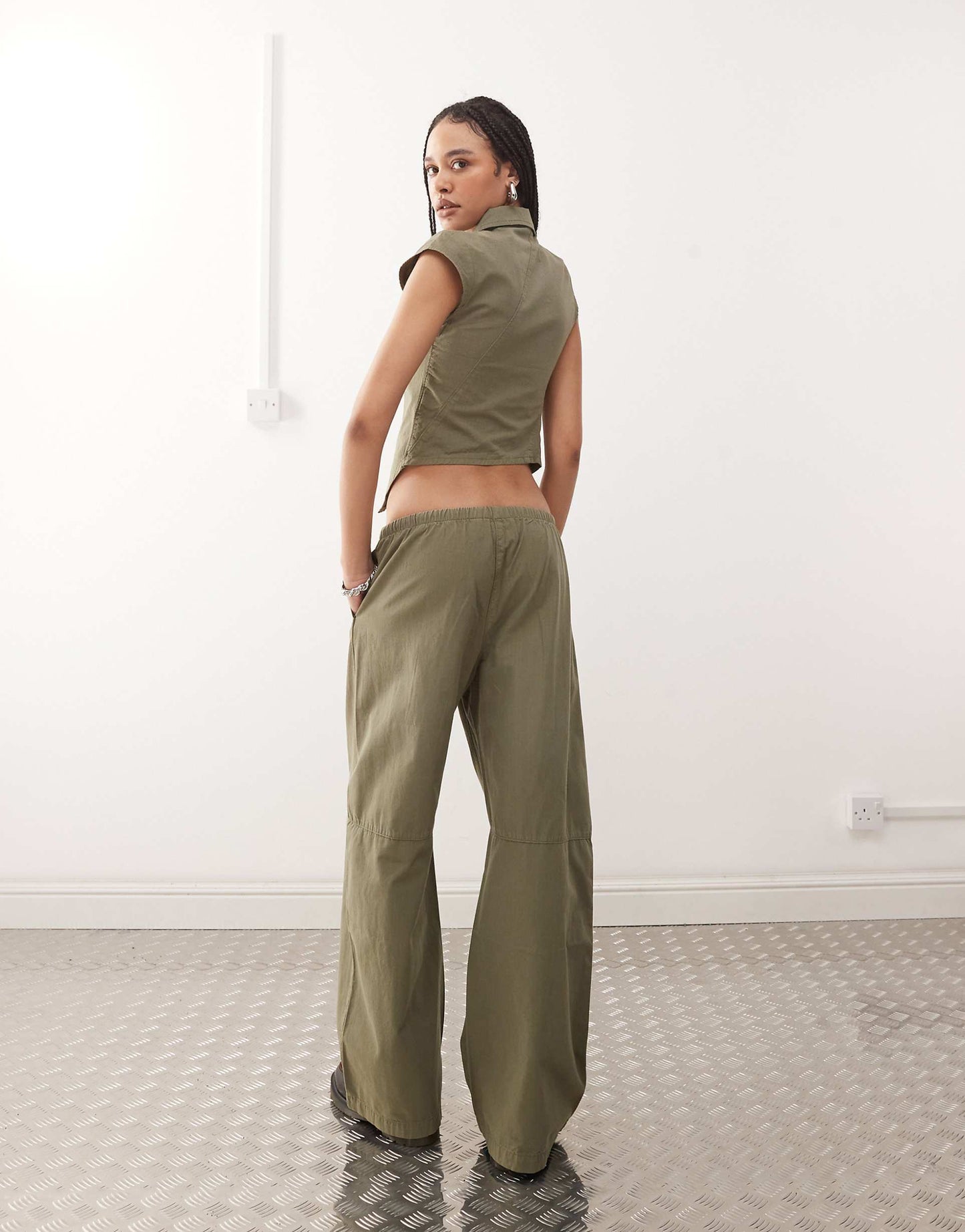 Vitani Mix & Match Ripstop Wide Leg Trousers With Elasticated Waist