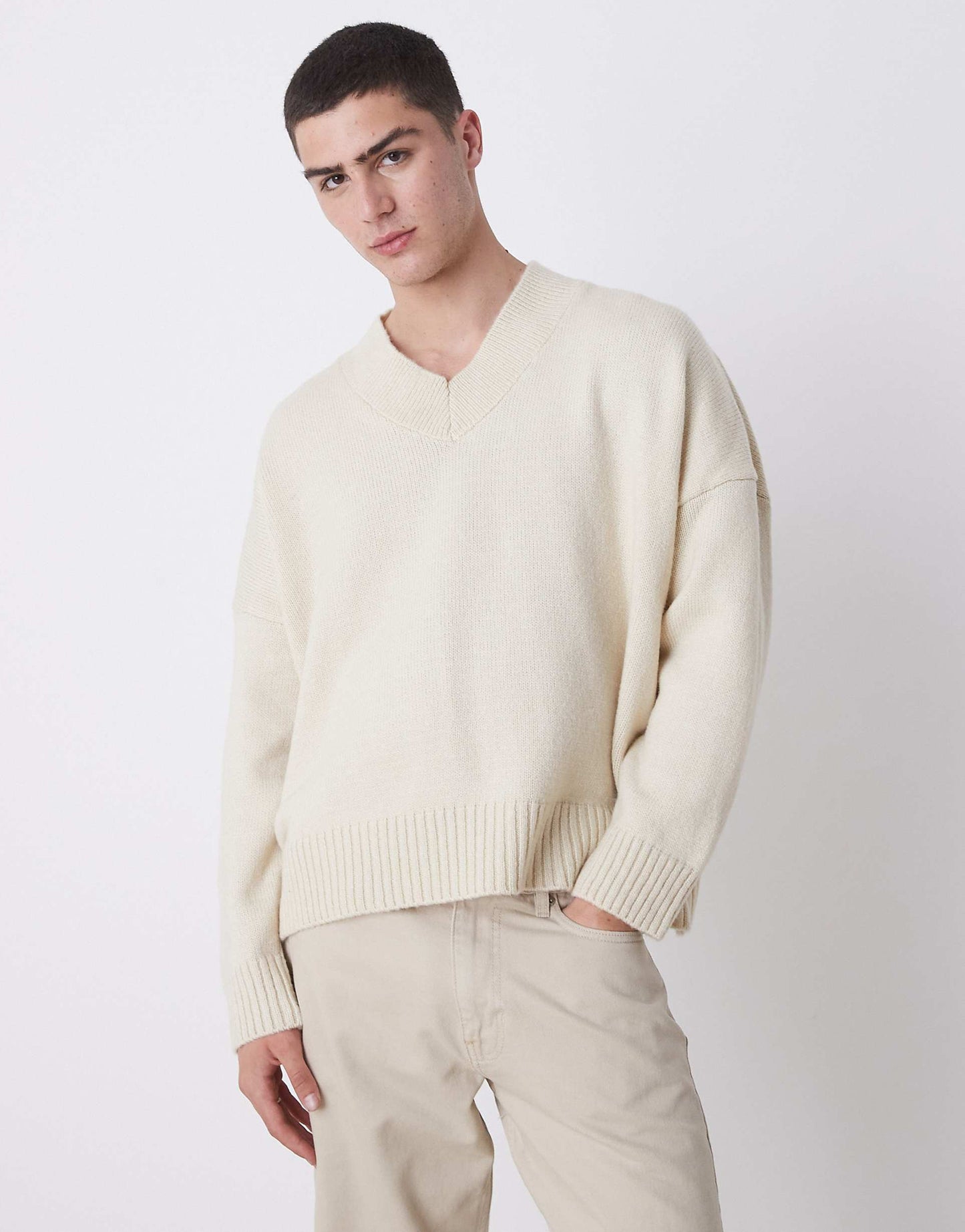 Super Oversized Boxy Fit Knitted V Neck Jumper