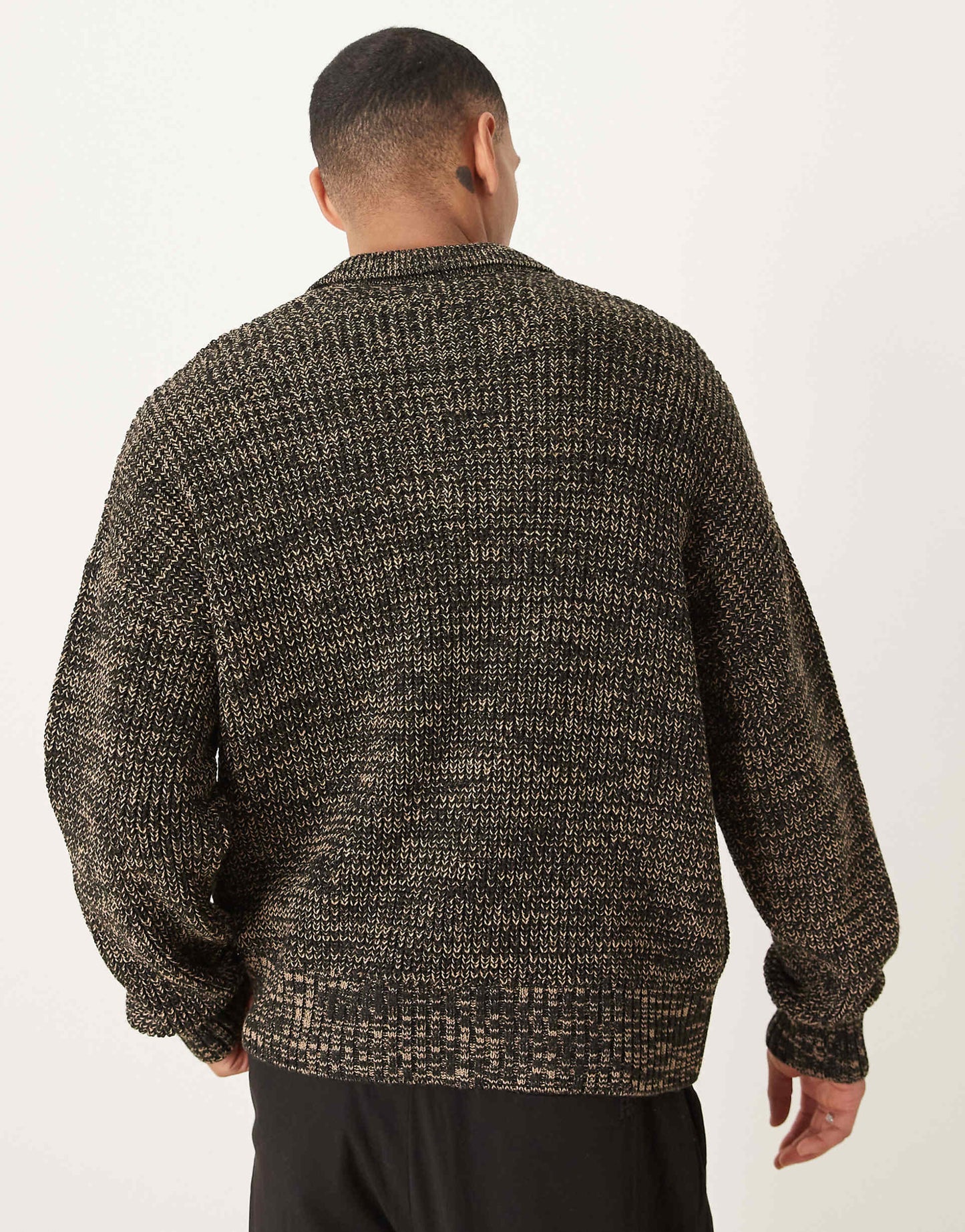 Oversized Boxy Fit Knitted Polo With Popper Placket