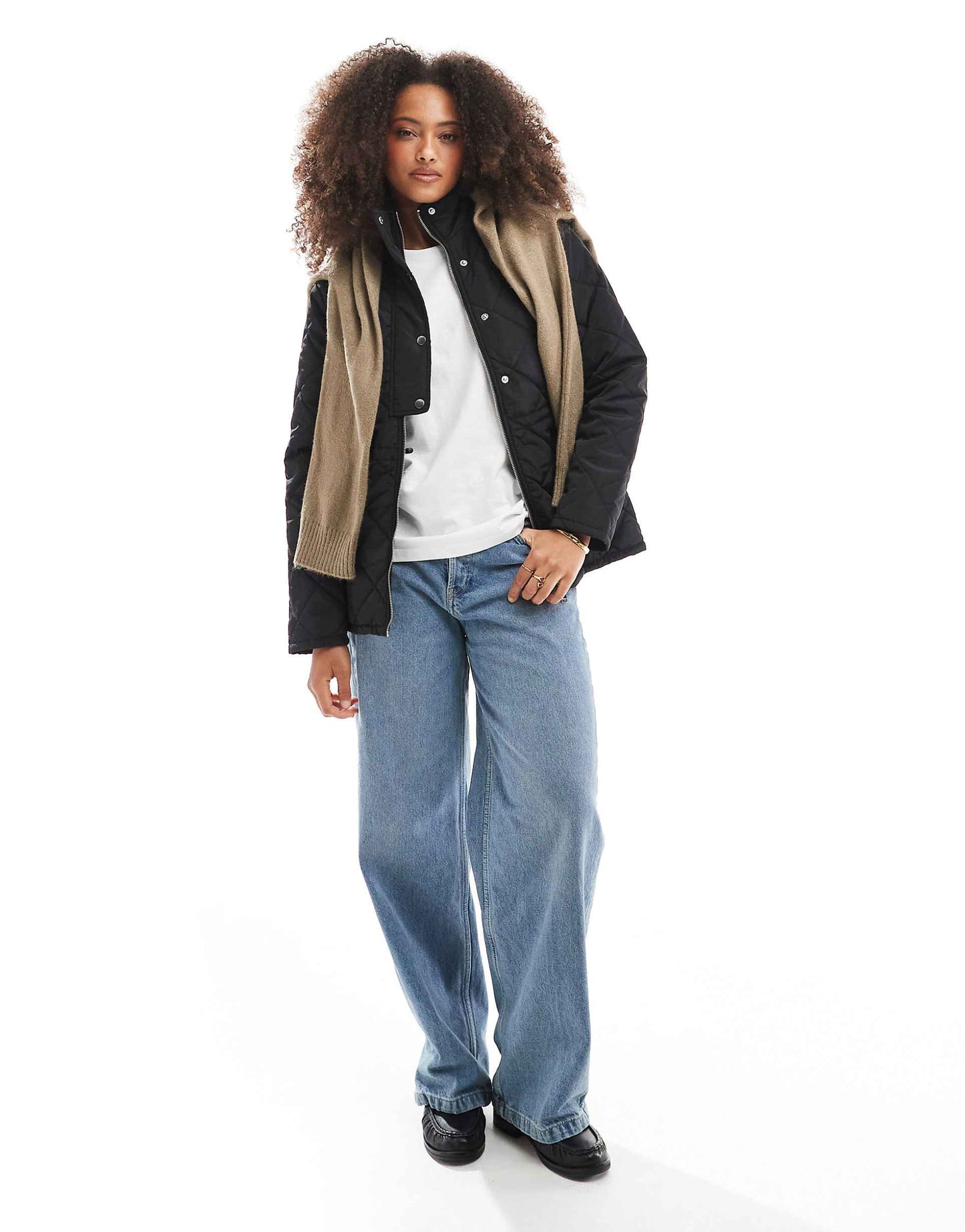 Tie Detail Funnel Neck Quilted Jacket