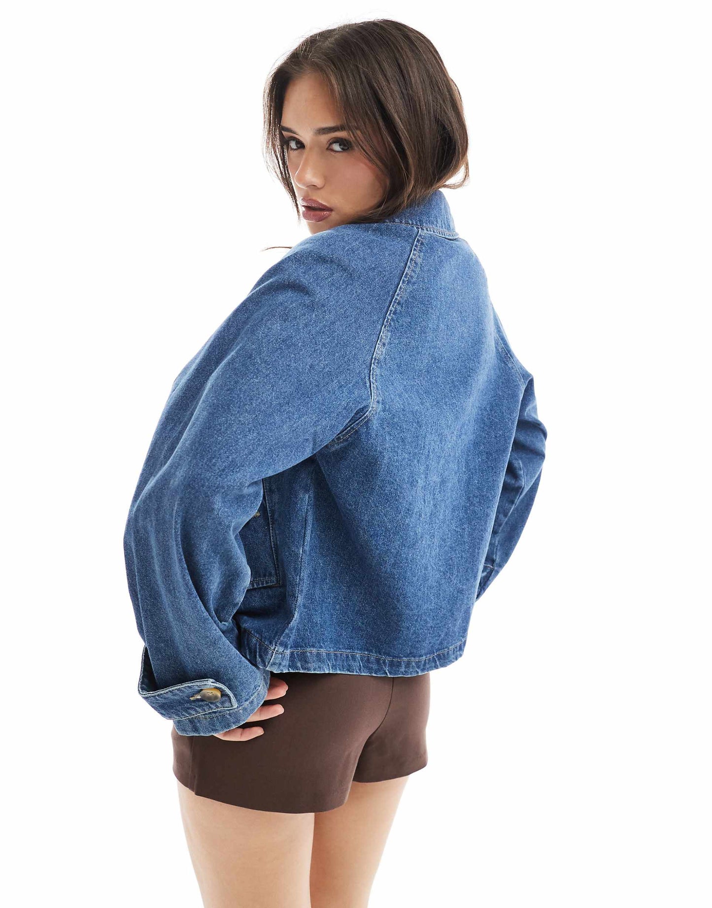 Short Denim Trench Coat