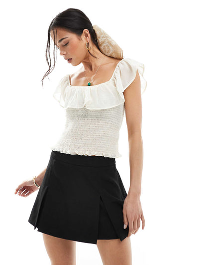 High Waist Pleated Mini Skort