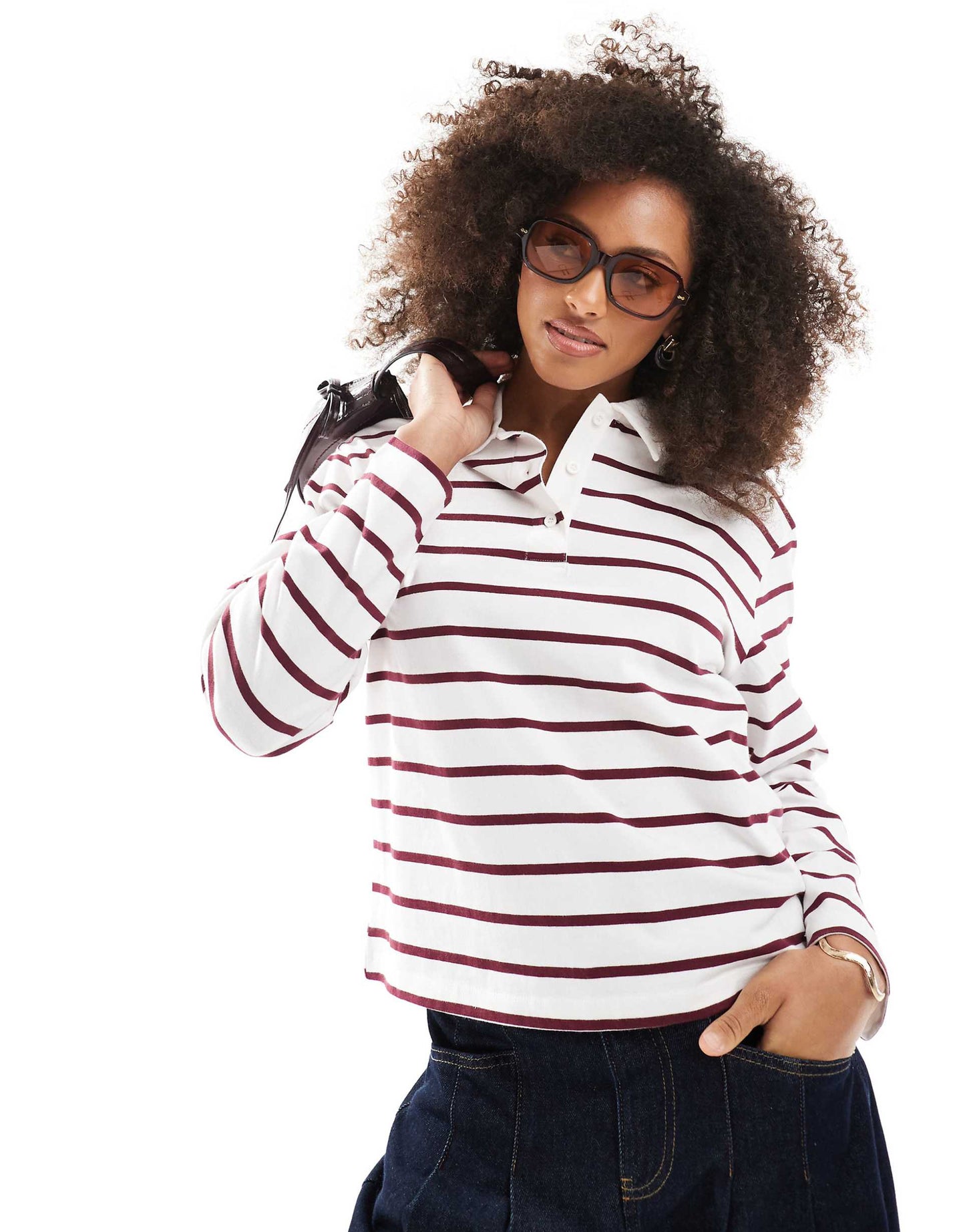 Stripe Long Sleeve Polo