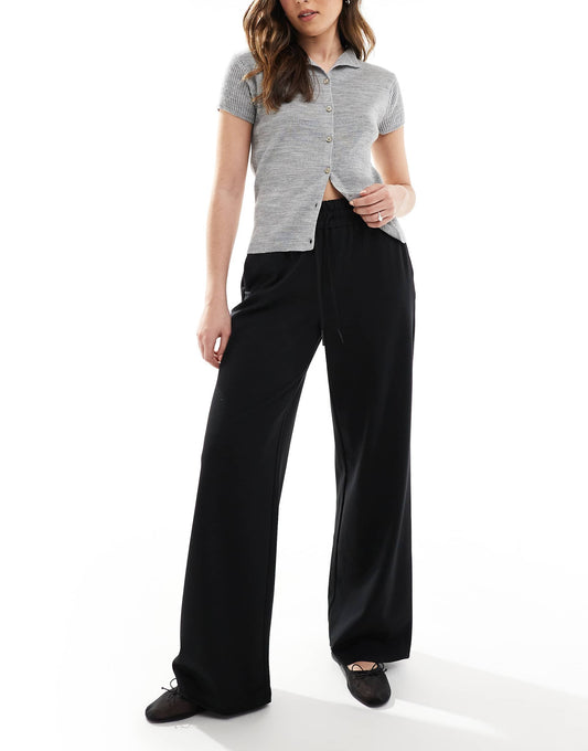 Tie Waist Wide Leg Trousers