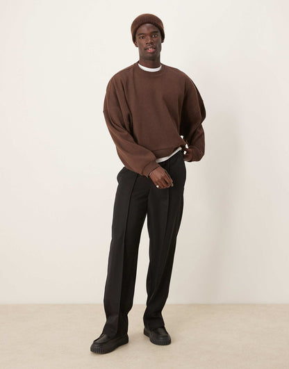Extreme Oversized Cropped Lightweight Jumper With Brushed Rib