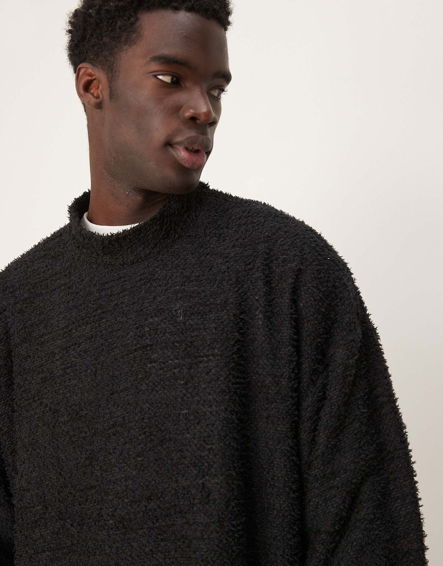 Extreme Oversized Boxy High Neck Jumper With Fluffly Texture