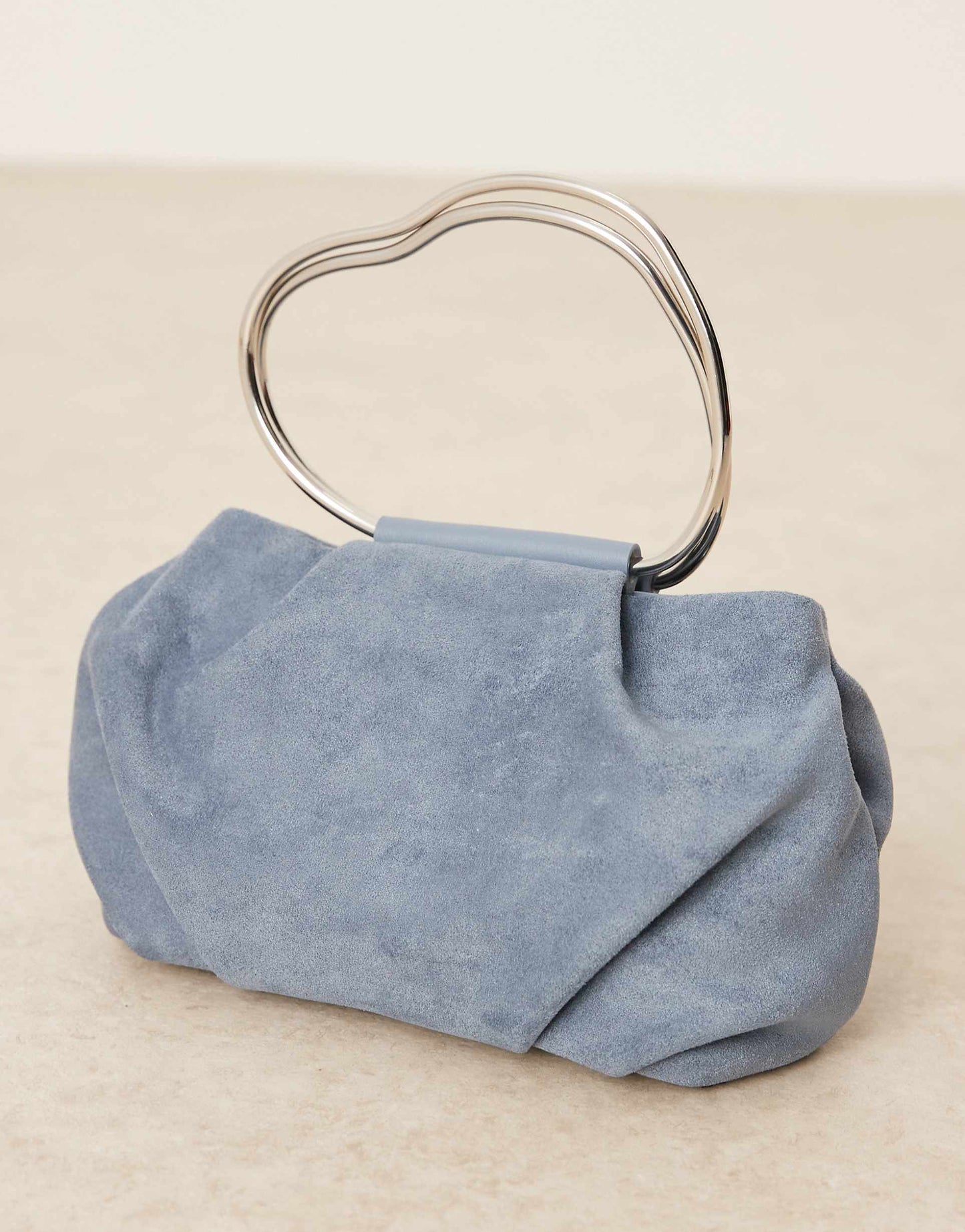 Faux Suede Squiggle Metal Handle Grab Bag With Detachable Chain Crossbody Bag