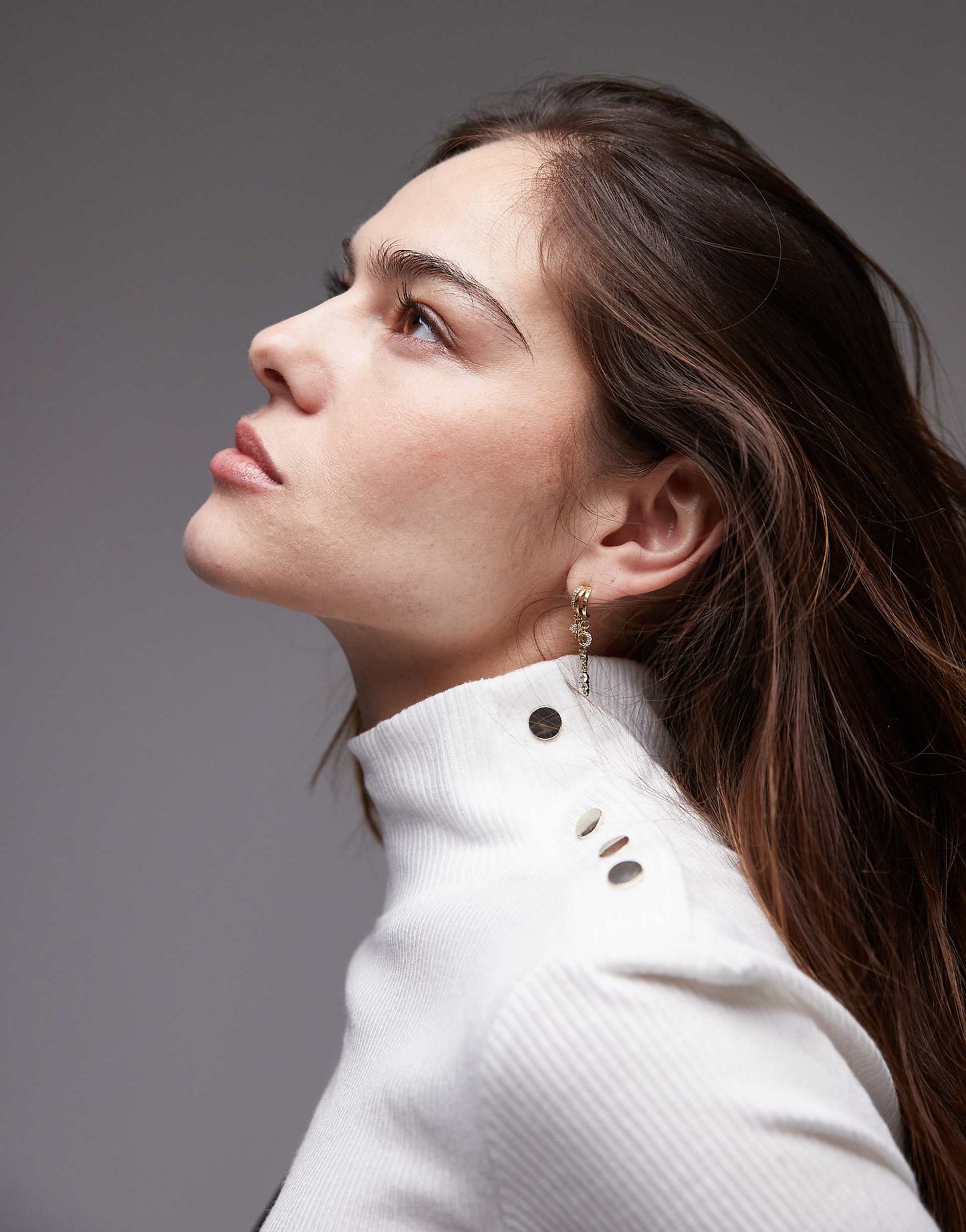 Button Detail Neck Long Sleeve Top