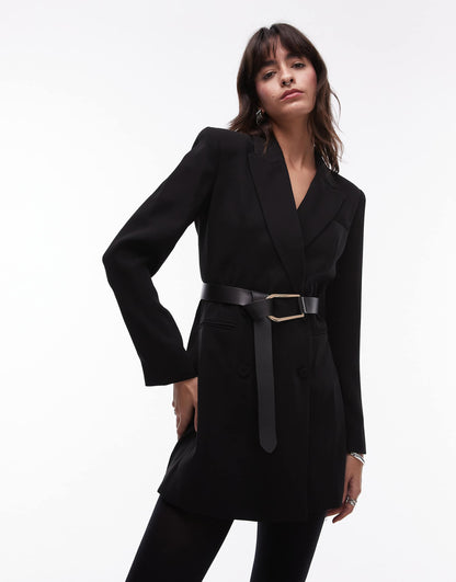Belted Wrap Blazer Mini Dress