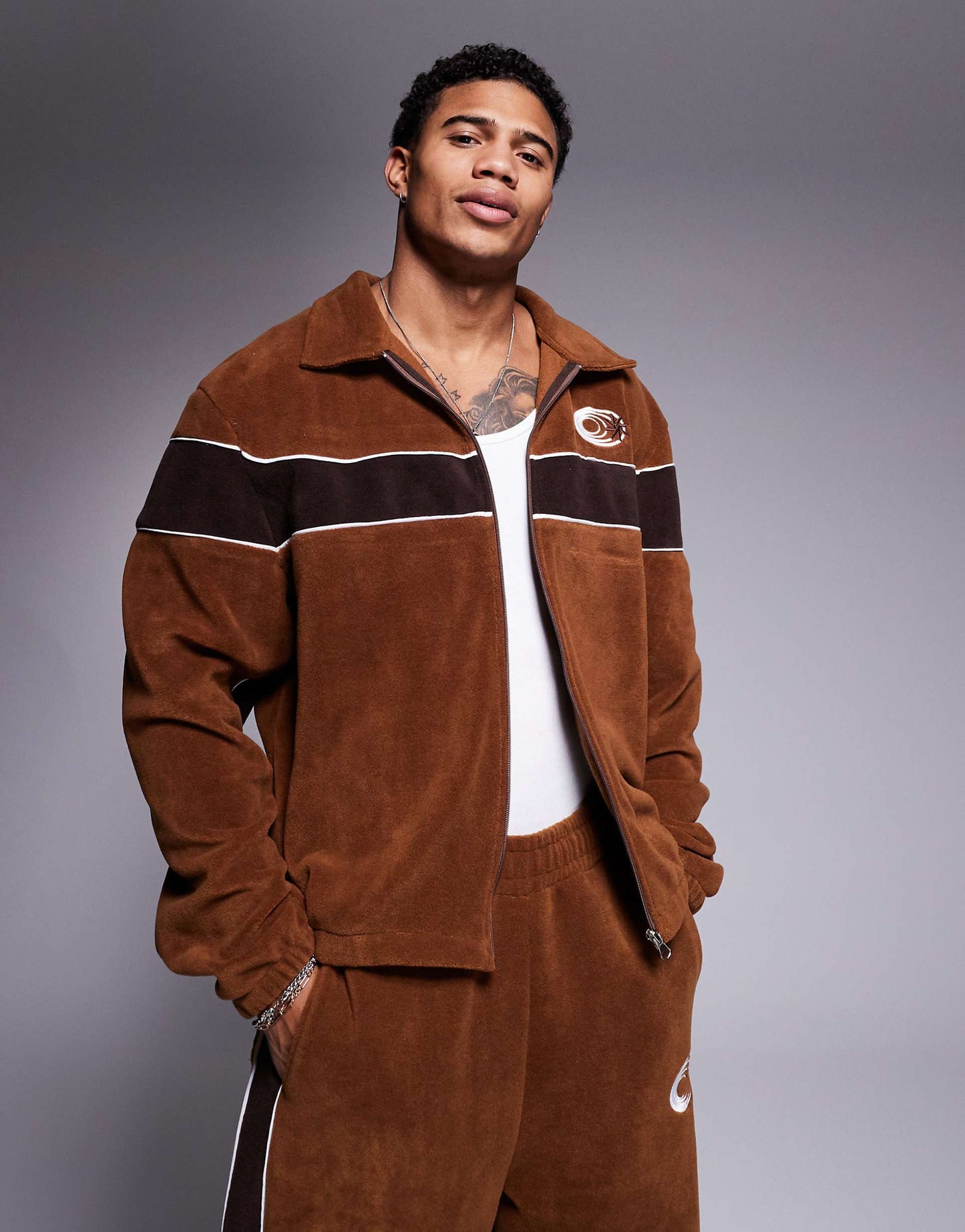 Co-Ord Oversized Boxy Track Jacket With Panels