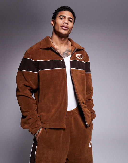 Co-Ord Oversized Boxy Track Jacket With Panels