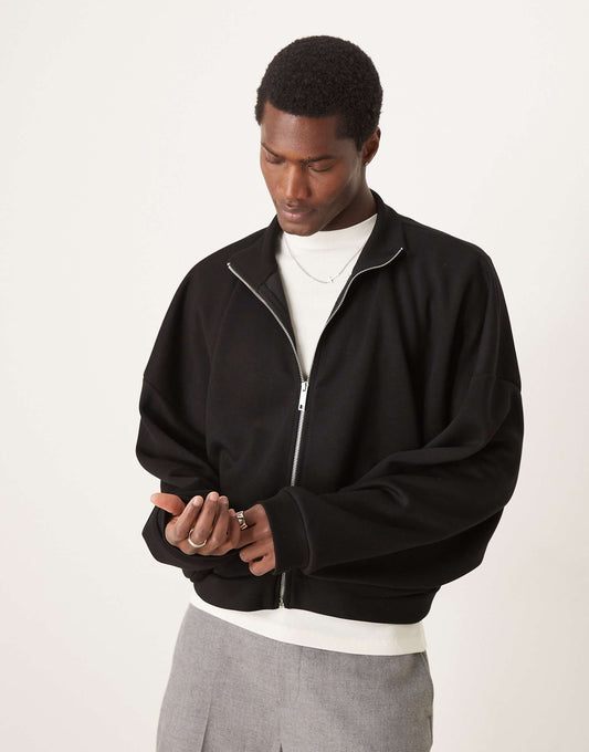 Extreme Oversized Cropped Soft Scuba Track Jacket