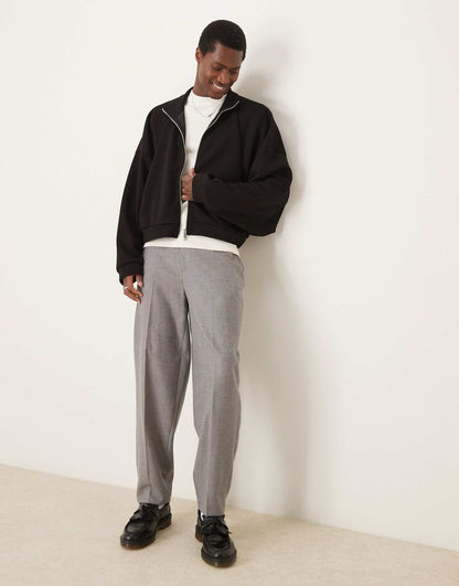 Extreme Oversized Cropped Soft Scuba Track Jacket