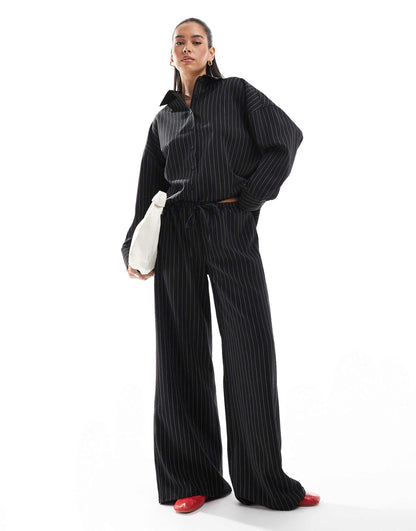 Tailored Wide Leg Pinstripe Trouser