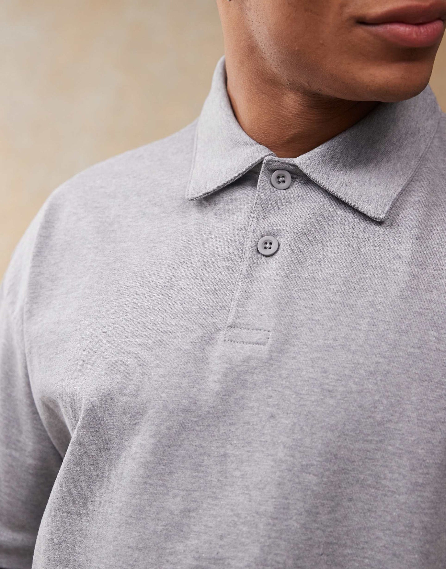 Oversized Boxy Polo Grey Marl