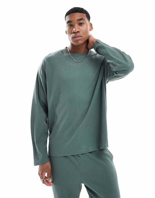 Long Sleeve Waffle T-Shirt Co-Ord
