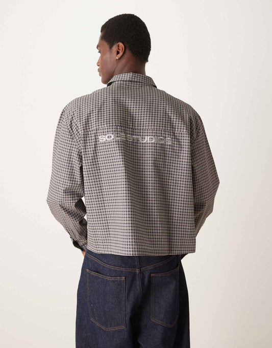 Oversized Cropped Shirt With Back Embroidery