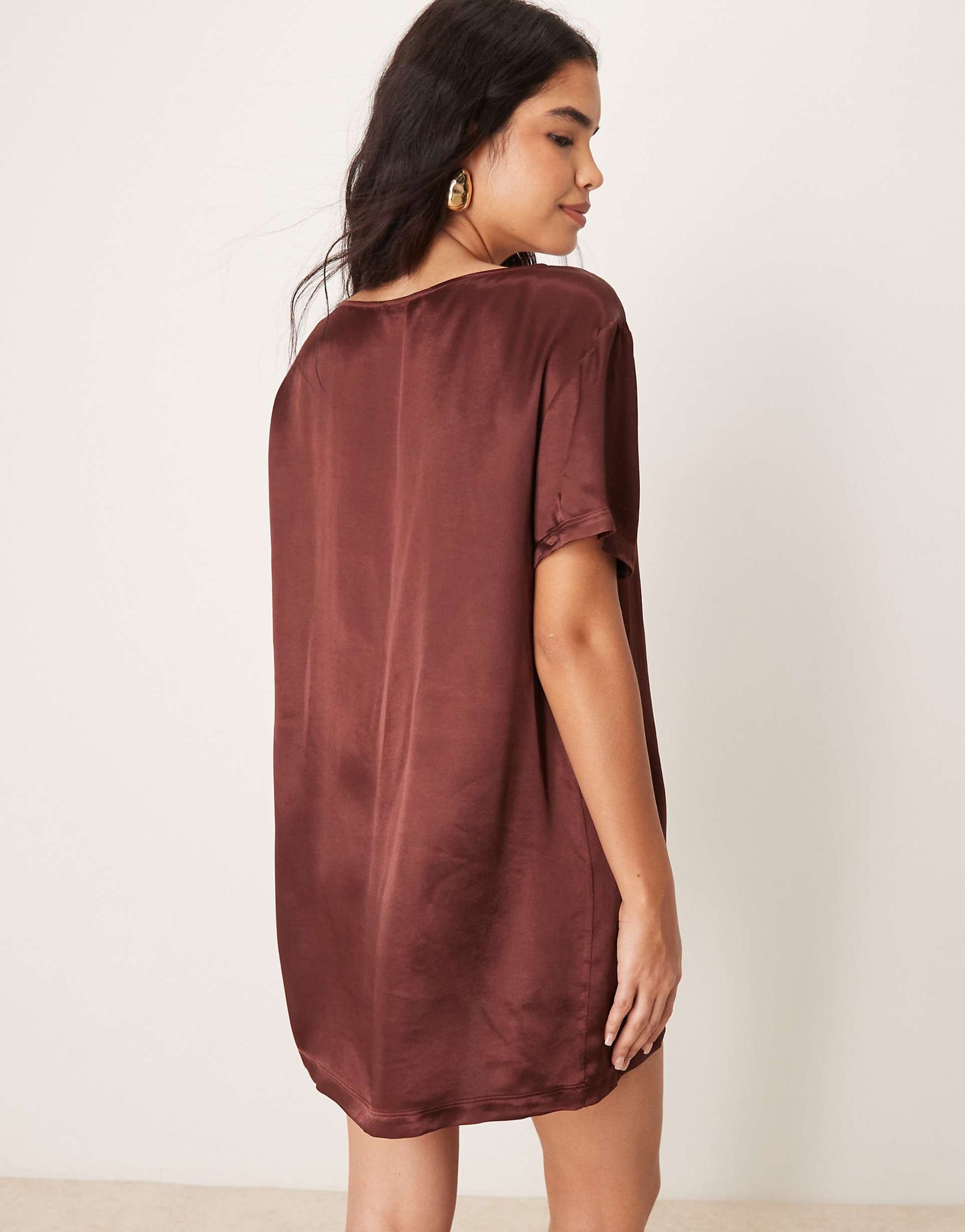 Satin Oversized Mini T-Shirt Dress