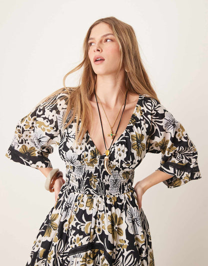 Dixie Floral Print Maxi Dress