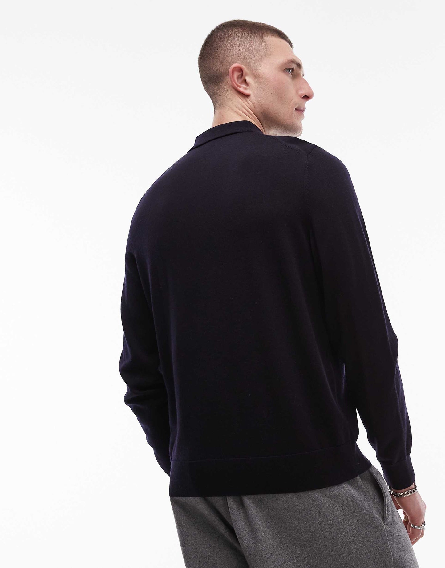 Merino Wool Heavyweight Long Sleeve Polo Shirt