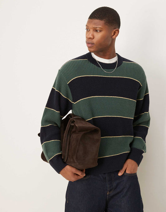 Contrast Stripe Crew Neck Jumper