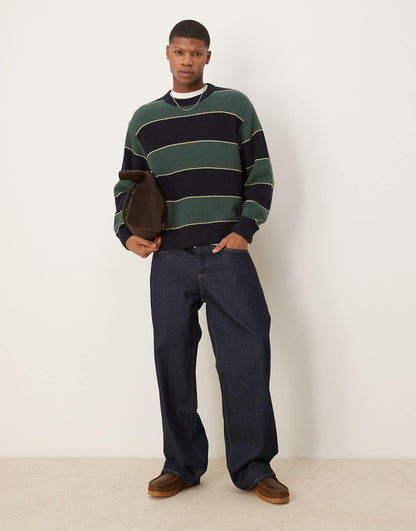 Contrast Stripe Crew Neck Jumper