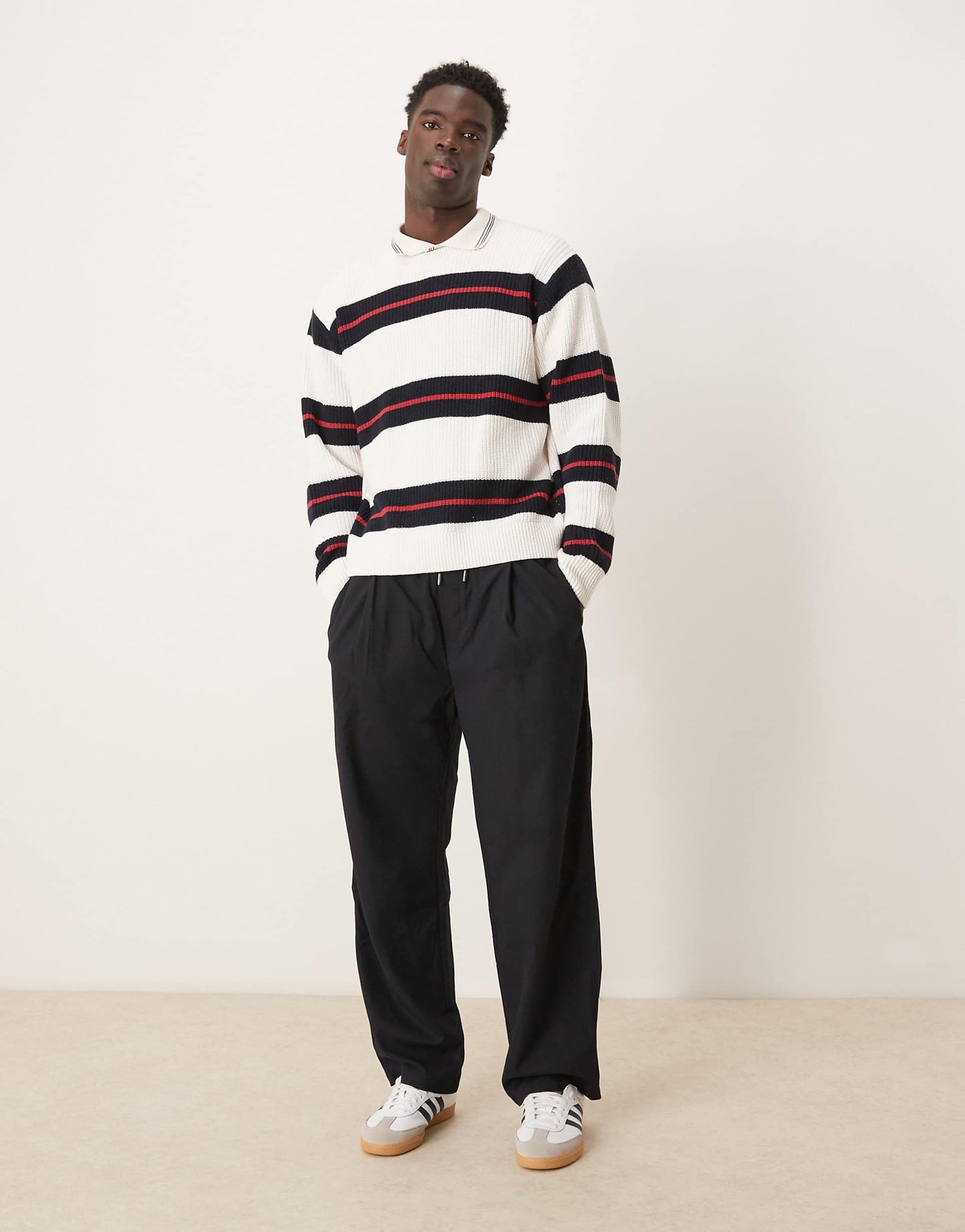 Contrast Stripe Crew Neck Jumper