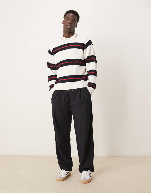 Contrast Stripe Crew Neck Jumper